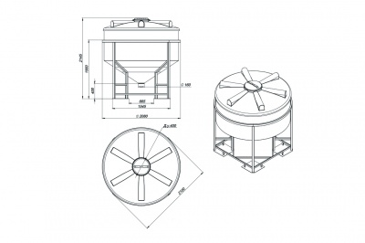 Емкость ФМ 3000л в обрешетке в Комсомольске-на-Амуре